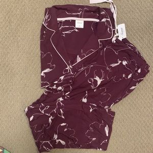 NWT Soma Cool Nights pajamas set, wine color with cream print.  Womens medium.